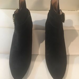 NWOT Women’s J Crew Black Suede Pointed Toe Ankle Boot with Side Buckle